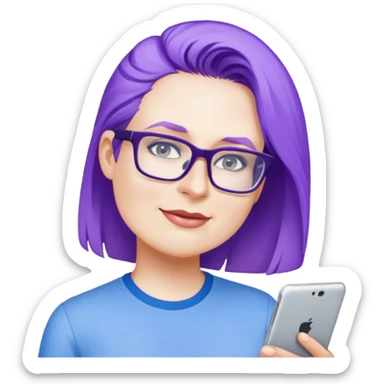 female, wearing blue shirt sticker