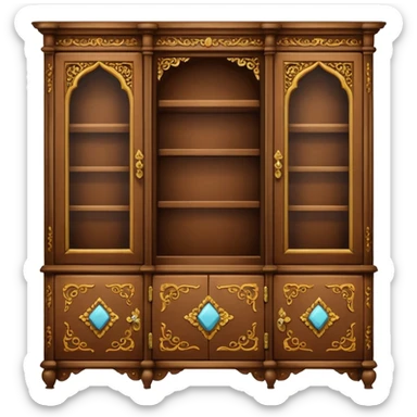 a cabinet with one open shelf and two closed ones sticker