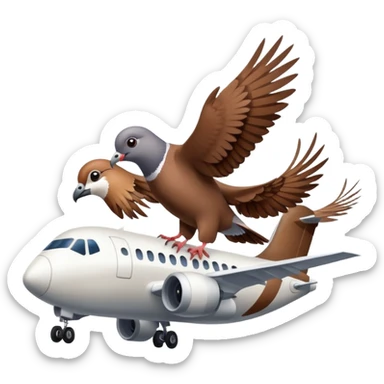 Pigeon and sparrow is riding in the plane B787 sticker