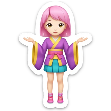 Kawaii woman Japanese full body sticker