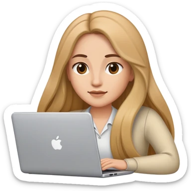 woman with long hair and lapto sticker