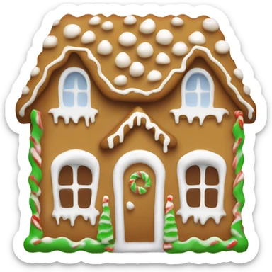 gingerbread house with beige and white icing sugar sticker