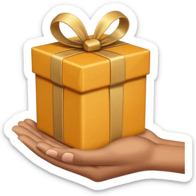 hand extending a gift, apple emoji style, simple, clear, no text sticker