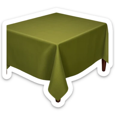 An olive green, long, tiled tablecloth. sticker