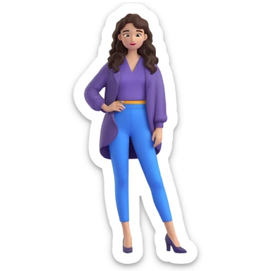 Trendy fashionable woman with long loose wavy hair wearing chic clothes sticker