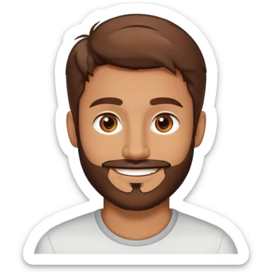 Smiling man with brown hair, brown eyes , and brown beard sticker