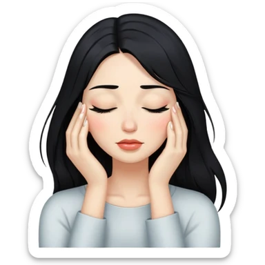 Chic pelinegra con cabello largo con los ojos cerrados y con lagrimas sticker