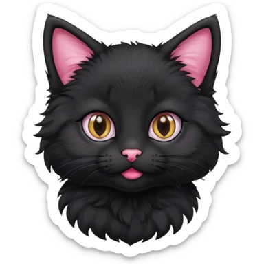 A photo-realistic digital illustration of a cute black kitten sticker