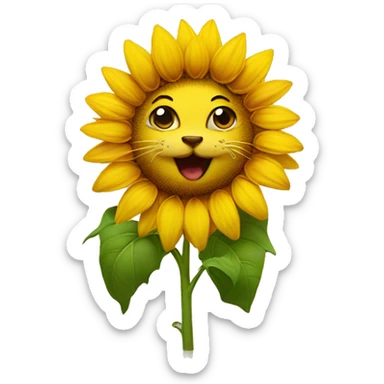 sunflower with cat as face sticker