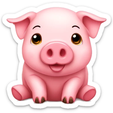 small pig with hearts sticker