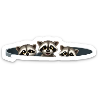 Baby raccoons in a garbage can sticker