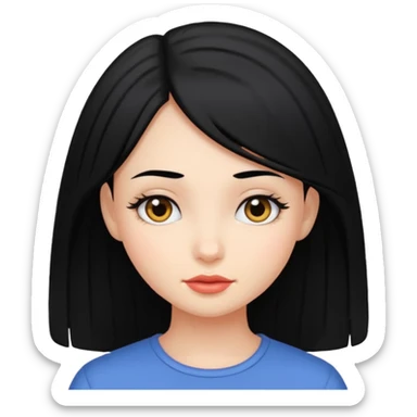 portrait of girl with black hair sticker
