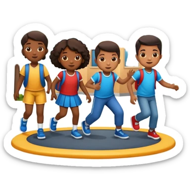 Group of African American kids playing on school playground in urban neighborhood sticker