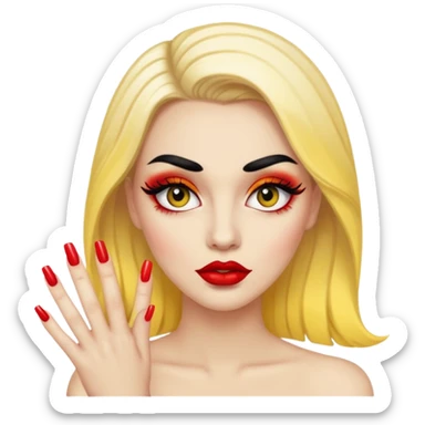 Baddie with nails and lashes ios yellow face big lips big long lashes  sticker