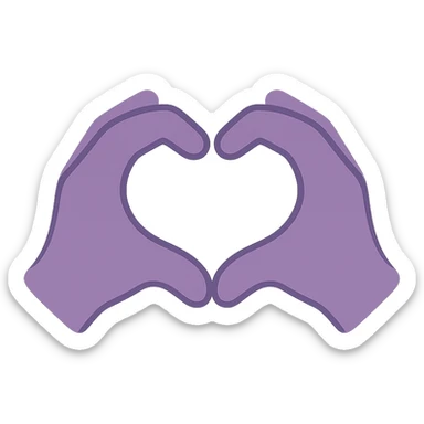 A dull purple Heart Hands sticker