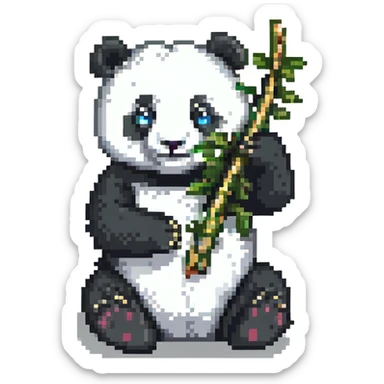 A lovely panda eating bamboo sticker