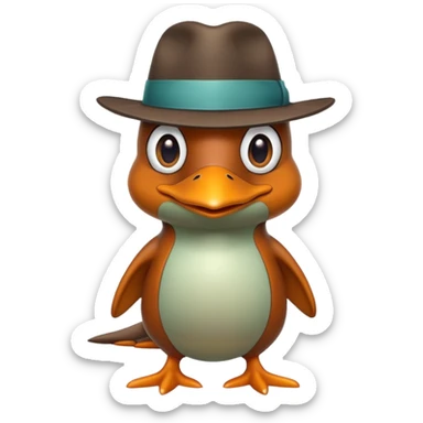 Perry the Platypus with fedora hat sticker