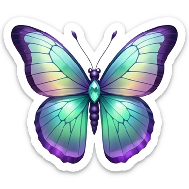 Iridescent Fluorite crystal butterfly  sticker