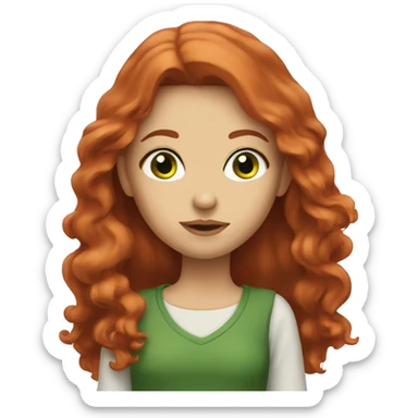 Girl with long red hair and green eyes. Small lips  sticker