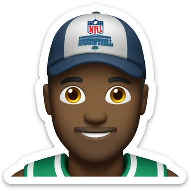 Man with football hat sticker