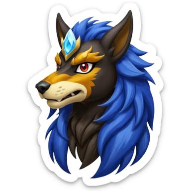 Lycanthropic Cobalt-colored Feminine Entei-Houndoom-beast sticker