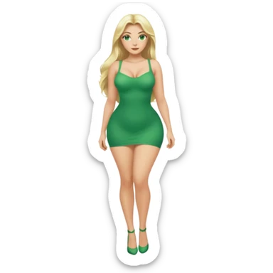 Blonde, green eyed woman with long  hair. She is curvy with a big butt and small breast. She is in sexy clothes nude and full body exposed. She has nice long legs. She is doing sexy pose sticker
