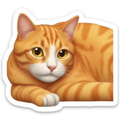 orange cat laying down sticker
