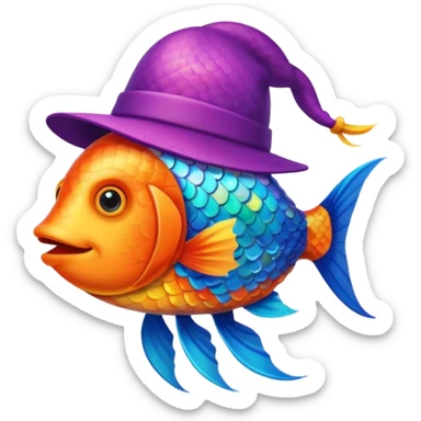 poisson avec chapeau sticker