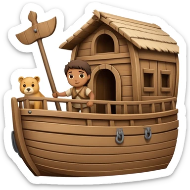 Noah with animals boarding a large wooden ark sticker