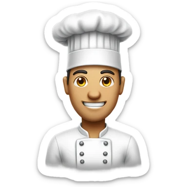 Tall man wearing a chef hat and grilling sticker