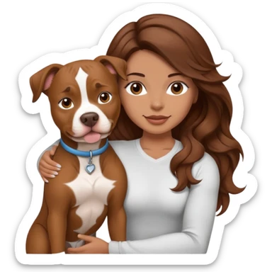 girl with long wavy hair and tan with a putbull in her hands sticker