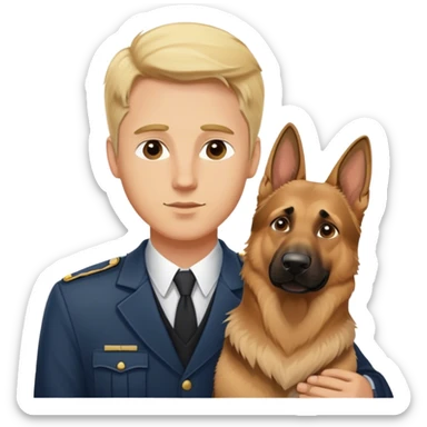German shepard with blonde white man sticker