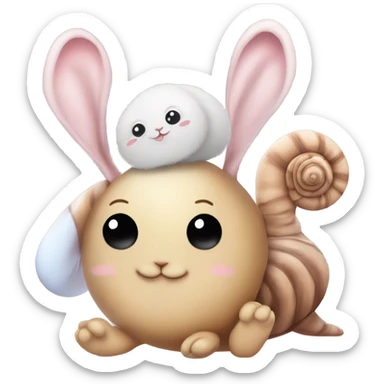 A snail with a bunny and bear friend sticker