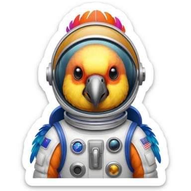 parrot with astronaut suit sticker