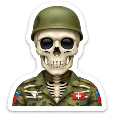 generate a ultra realistic skeleton in Russian military camouflage sticker