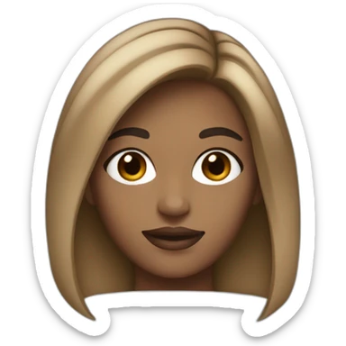 Tan woman with middle part dark blonde balayage and brown eyes sticker