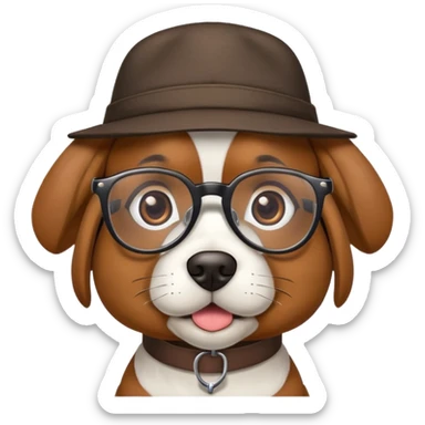 Dog with glasses and hat sticker