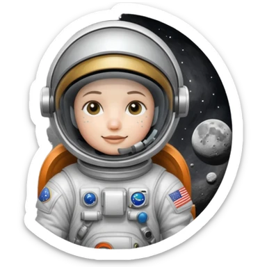 astronaut floating in the moon  sticker