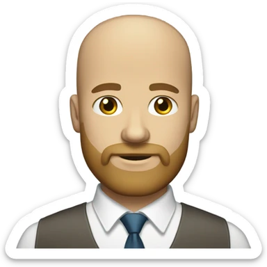 Bald man light brown hair, thick beard, Shirt and tie sticker