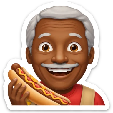 hotdog eating black old man sticker