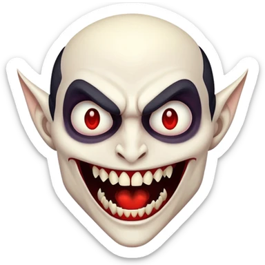 Vampire with large prominent fangs sticker