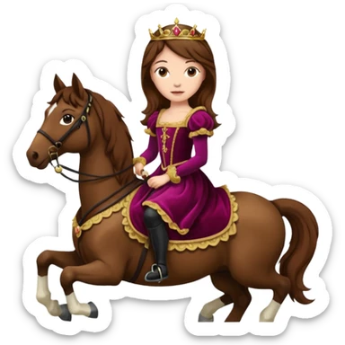 Renaissance princess with brown hair on horse sticker