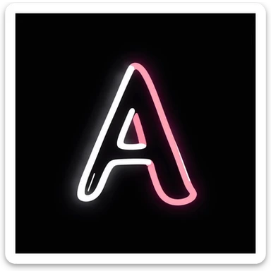 Capital letter A with neon glowing effect sticker