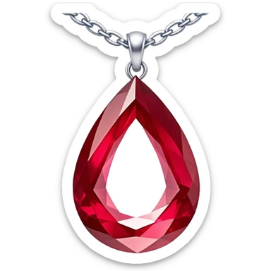 silver chain suspending ruby teardrop, dynamic vortex of light and energy inside, symbolizing awakening sticker