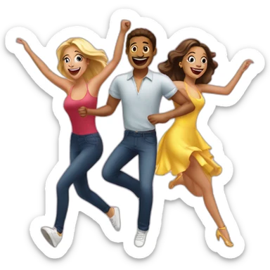 dancing excitedly planning bachelorette with 2 friends  sticker