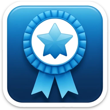 A flat blue verified badge icon with a white checkmark, 12-point rounded rosette shape, vibrant blue gradient, white background." sticker