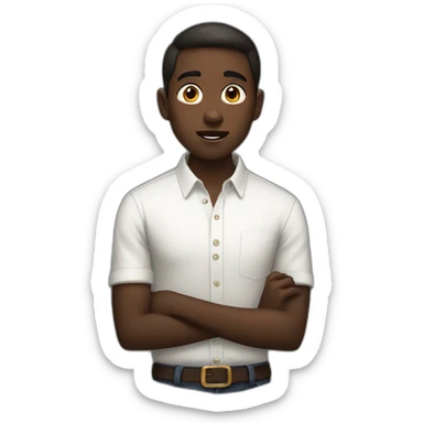 dark-skinned boy in white shirt shocked sticker