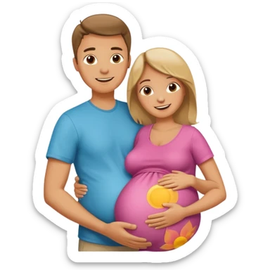 Boyfriend holding pregnant girlfriends belly sticker
