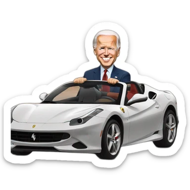 Biden driving Ferrari sticker