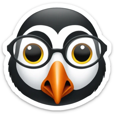 puffin with glasses sticker